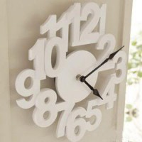  Relogio de Parede em Acrilico Branco com Preto Linha Big Numbers